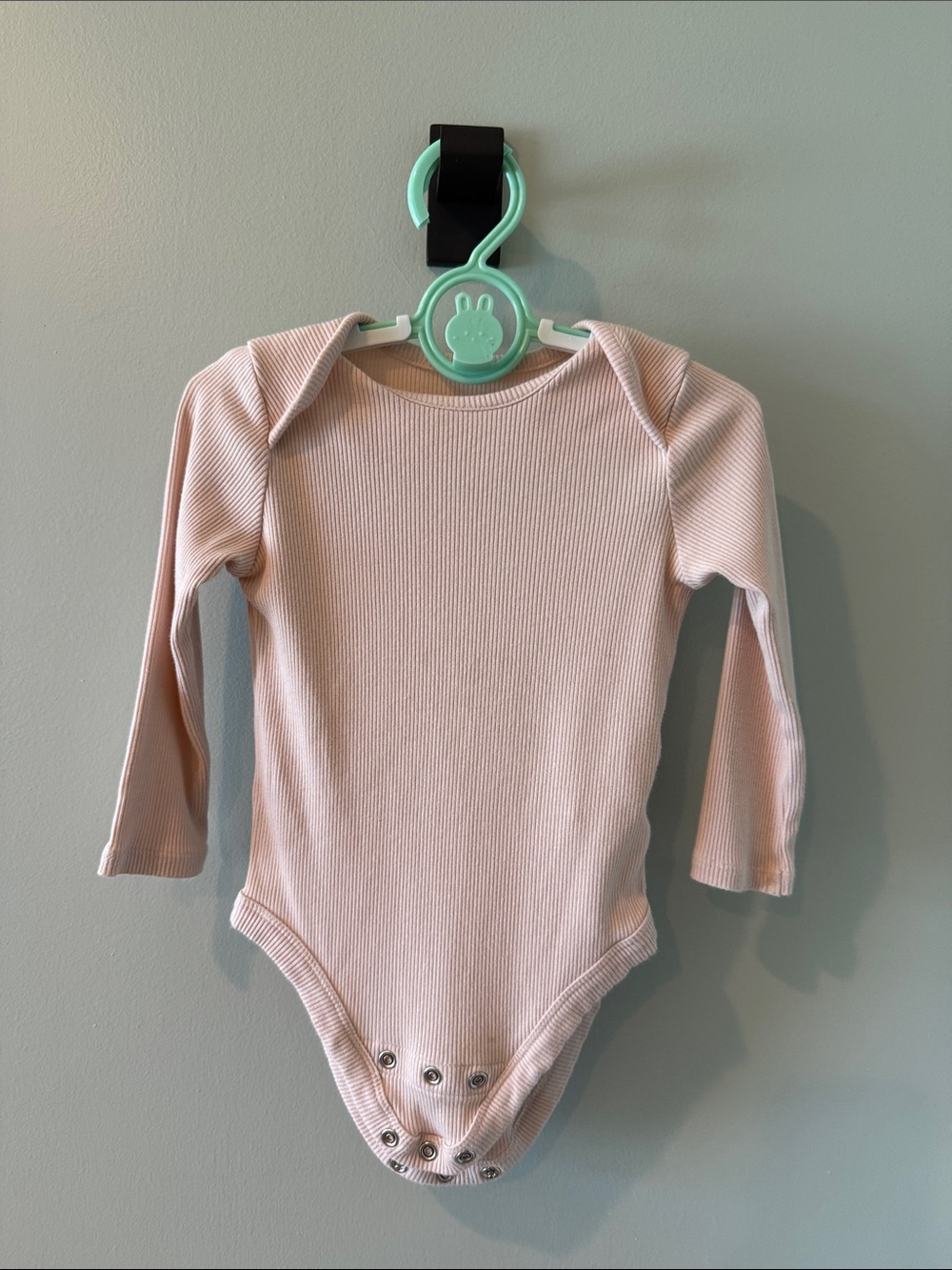 Quince Light Pink Ribbed Long-Sleeve Baby One-Piece
